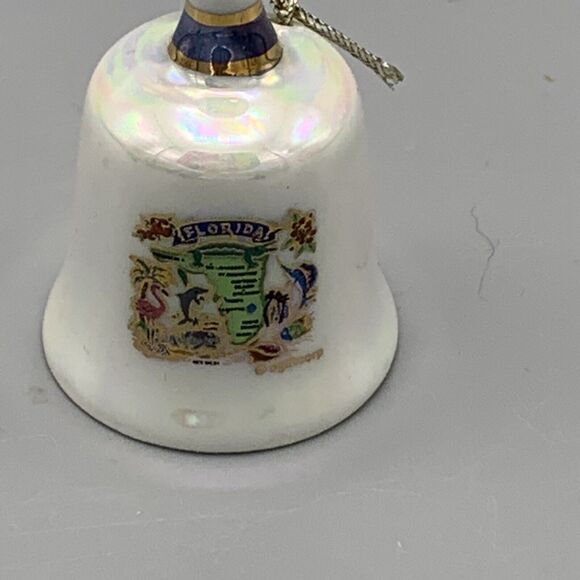 Vintage Miniature Florida Irredescent Souvenir Bell Swordfish Flamigo Conch 2" - Picture 4 of 8